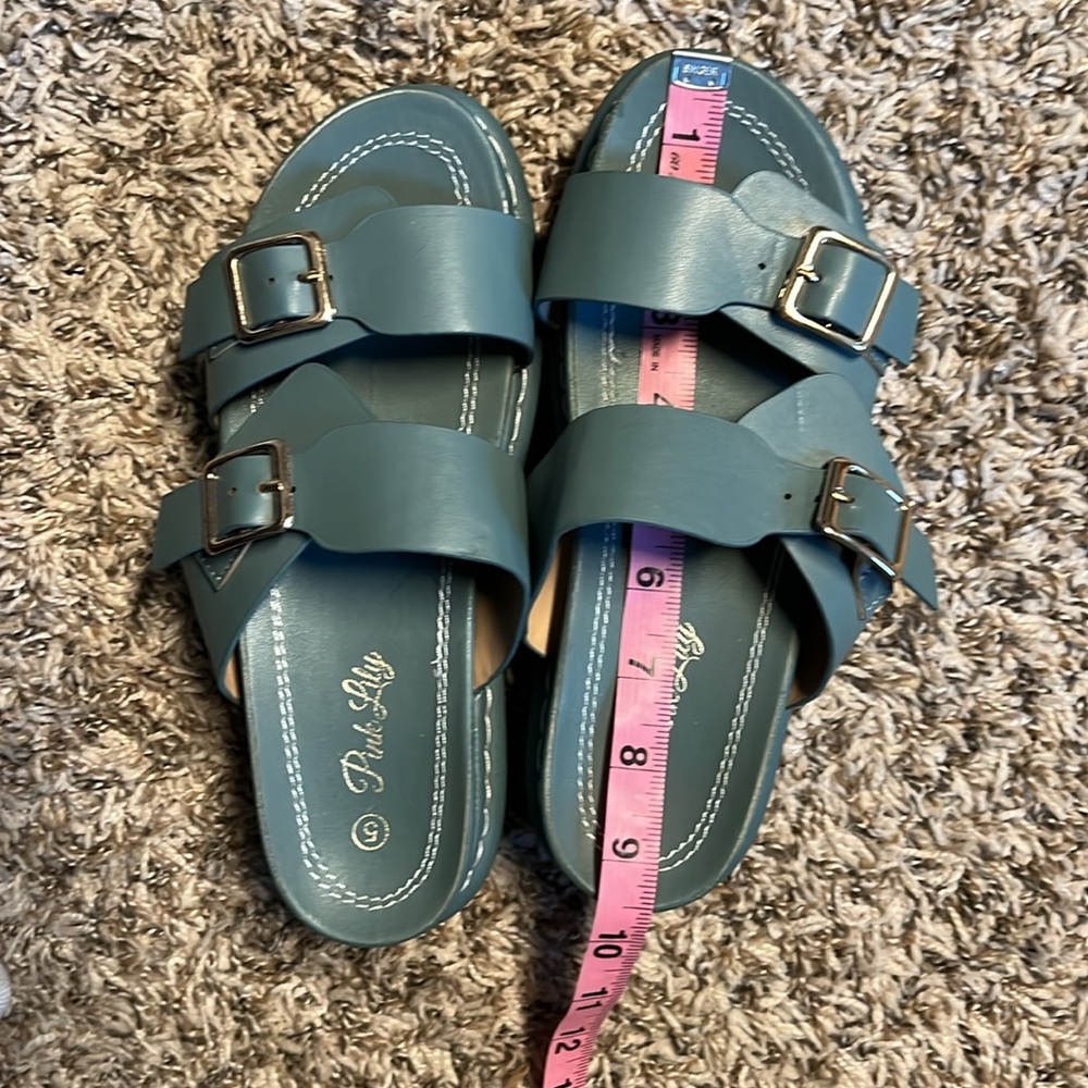 Pink Lily Stella Double strap teal platform sandal - Picture 5 of 5